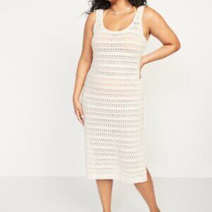 Old Navy Crochet Cover Up Tank Midi Dress Ivory S